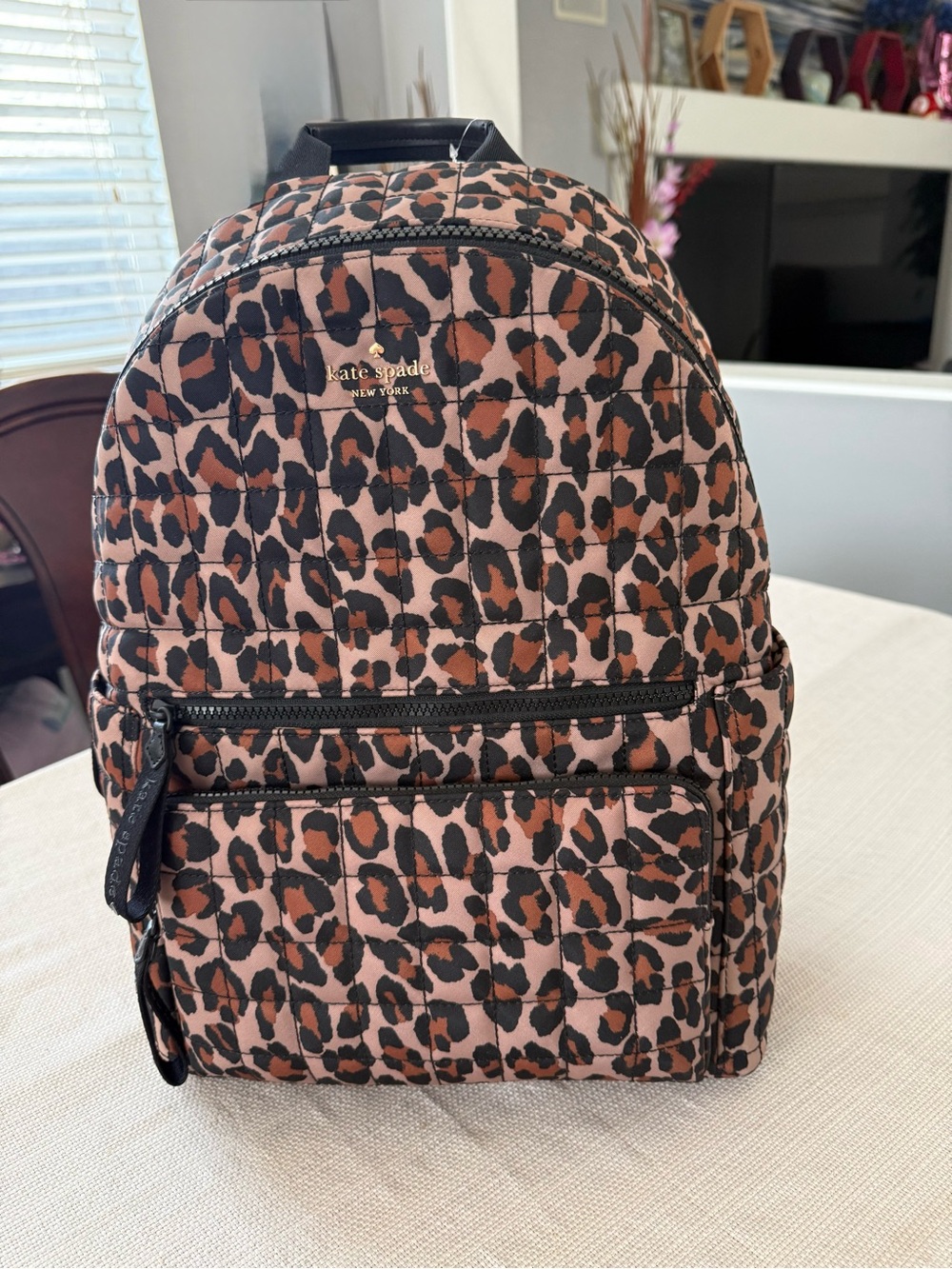 kate spade spotted leopard large backpack Nylon Bag Interior with Branded Print